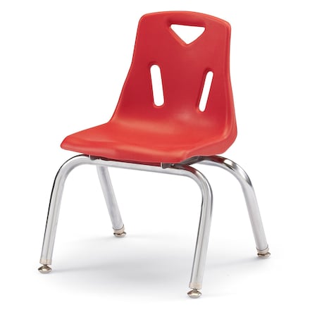 Jonti-Craft Berries Stacking Chairs with Chrome-Plated Legs, 12 in. Ht, Set of 6, Red 8142JC6008